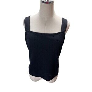 St John Santana Knit Top Medium Women's Size Black Sleeveless Sweater
